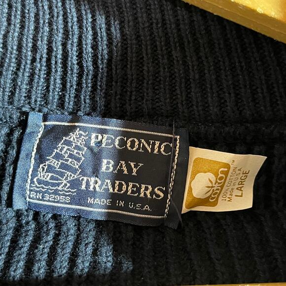 Peconic Bay Traders Chenille Sweater Mens Large Blue Knit Grandpa Cabincore USA - Picture 5 of 8